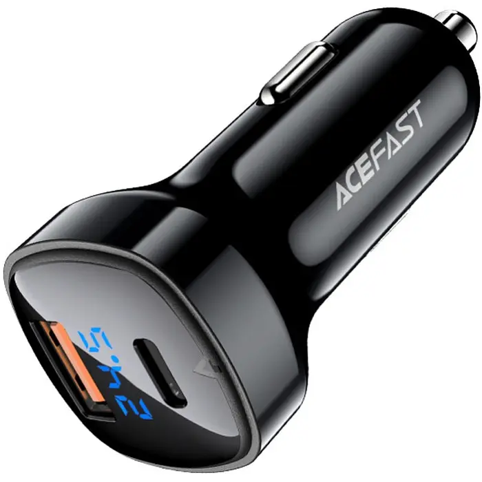 Автозаряджання 2xUSB 66W (USB-C + USB-A) B4 with digital display Acefast - фото 3
