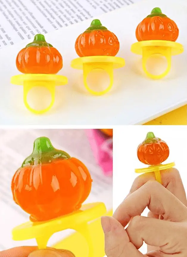 Набір льодяників Halloween Ring Candy Pumpkin Ring у формі гарбузового кільця 18шт, 180г - фото 7