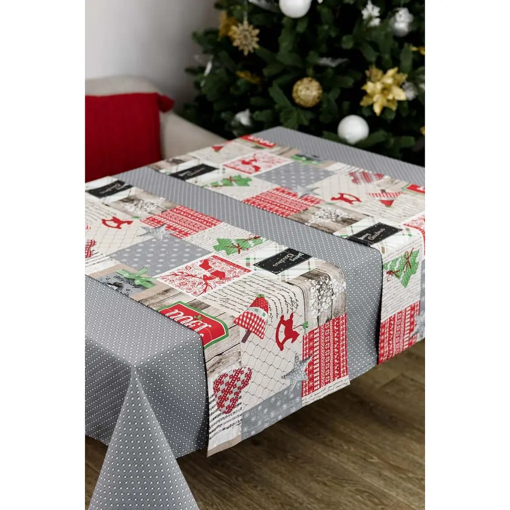Скатерть Прованс Merry Christmas 180х132 см серая (31467) - фото 5