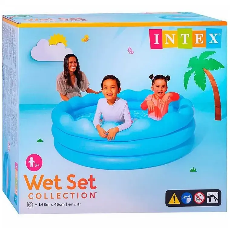 Басейн дитячий надувний круглий Intex Waves 168×46 см об'єм 575 л блакитний сімейний басейн від 3 років - фото 8