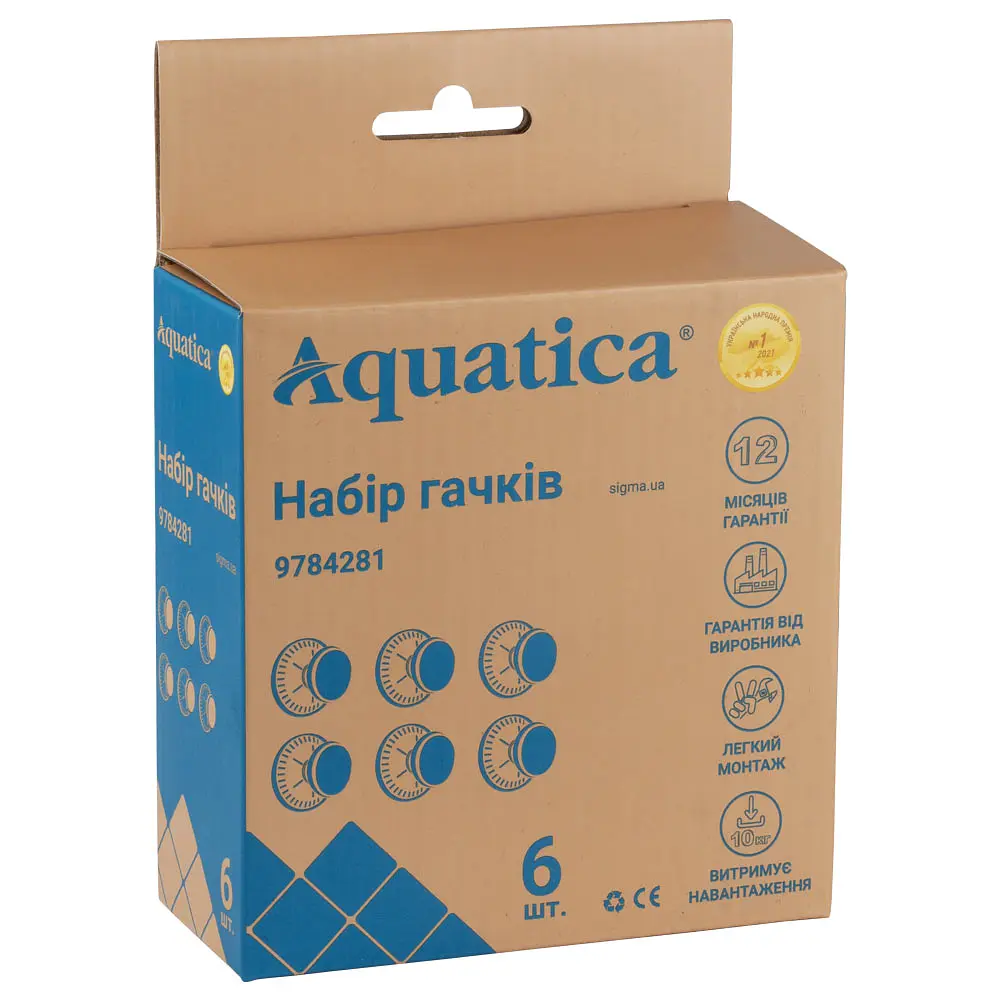 Гачки на вакуумних присосках Aquatica s42 Ø40×40мм кольорові (6шт) (9784281) - фото 5