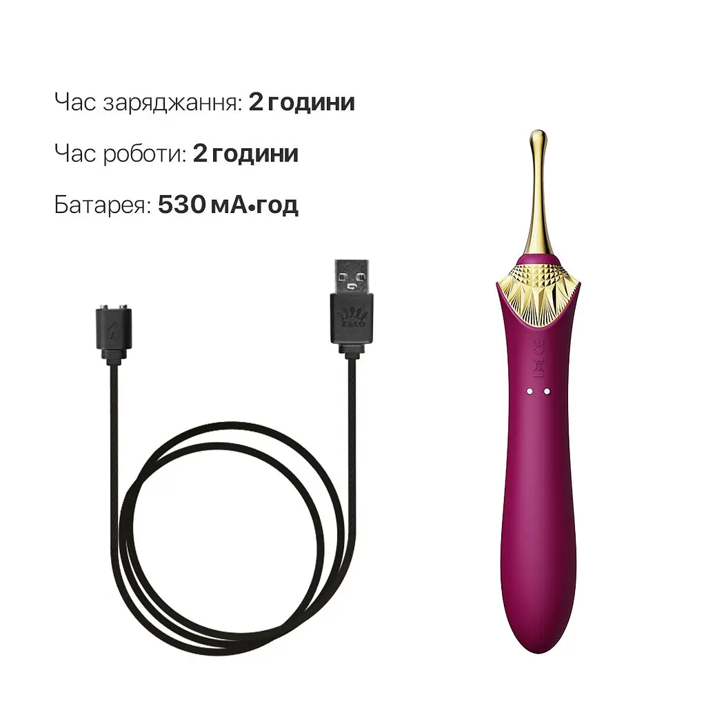 Вагінально-кліторальний вібратор Zalo - Bess Velvet Purple, мультифункціональний із насадками - фото 6