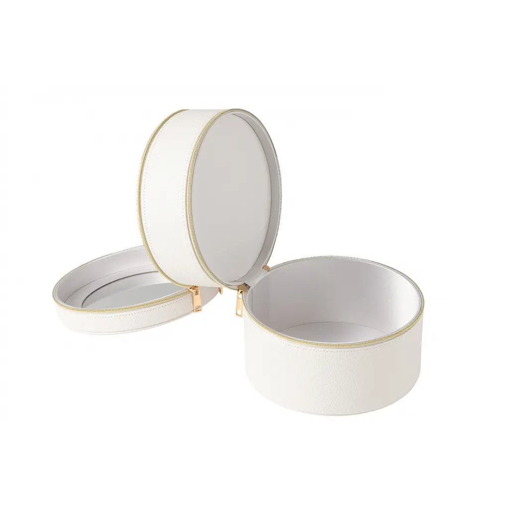 Шкатулка для прикрас J-Line з еко-шкіри 2 яруси кругла біла (46540) - фото 2