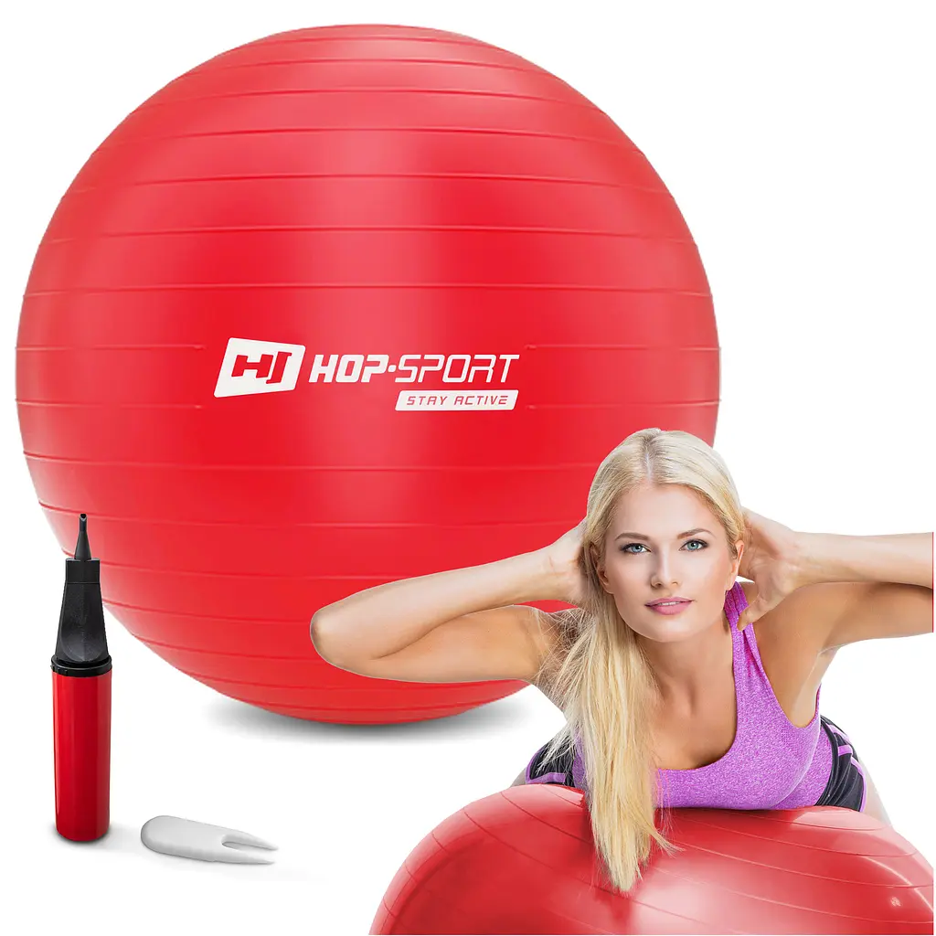 Фітбол Hop-Sport 85см червоний + насос 2020 - фото 4