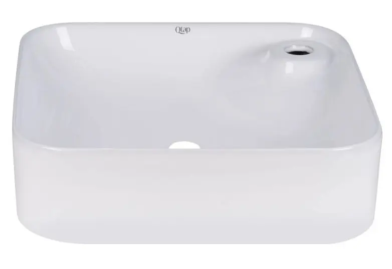 Комплект Qtap Stork: Раковина накладная квадратная 430x430x125 мм White + Донный клапан PU02 (QT15112194WN47318) - фото 2