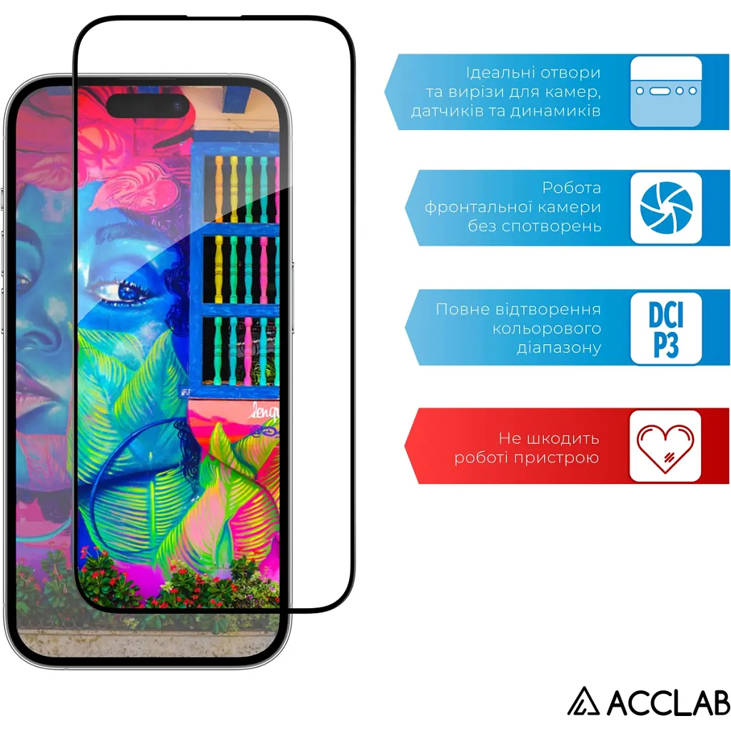 Скло захисне ACCLAB Full Glue ESD Apple iPhone 14 Pro Black (1283126542046) - фото 5
