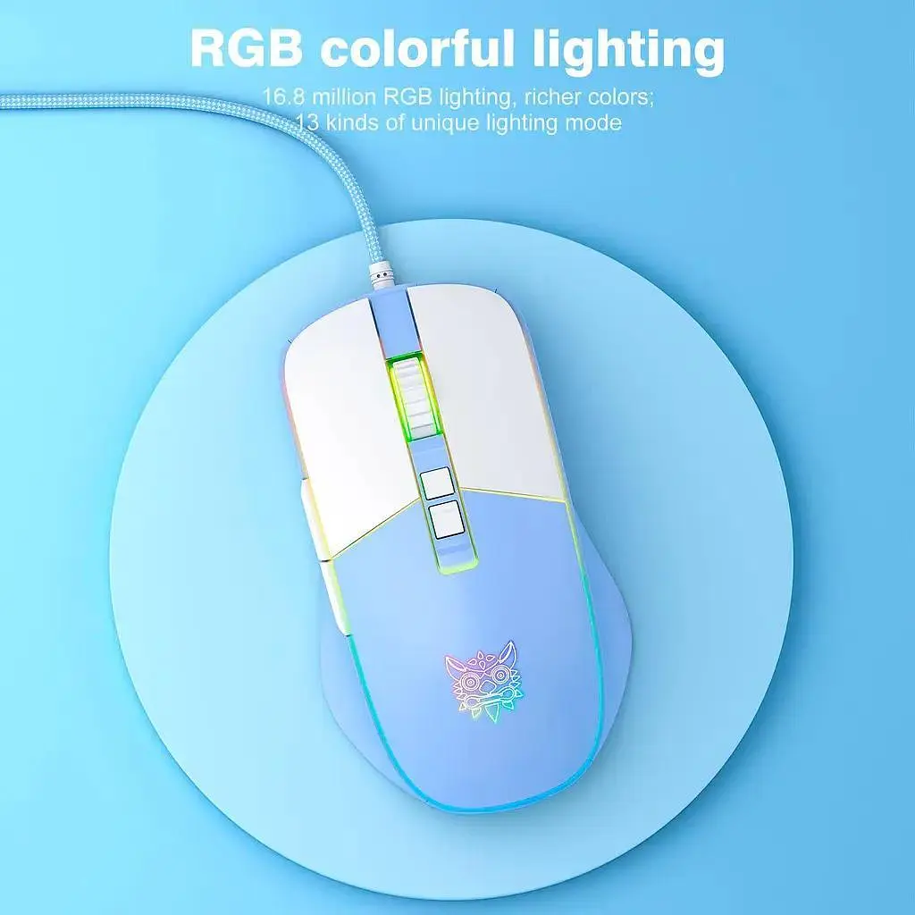 Компьютерная мышка Onikuma игровая C-16 для ПК и ноутбука проводная с RGB подсветкой 7200 DPI 8 кнопок USB эргономичная - фото 2