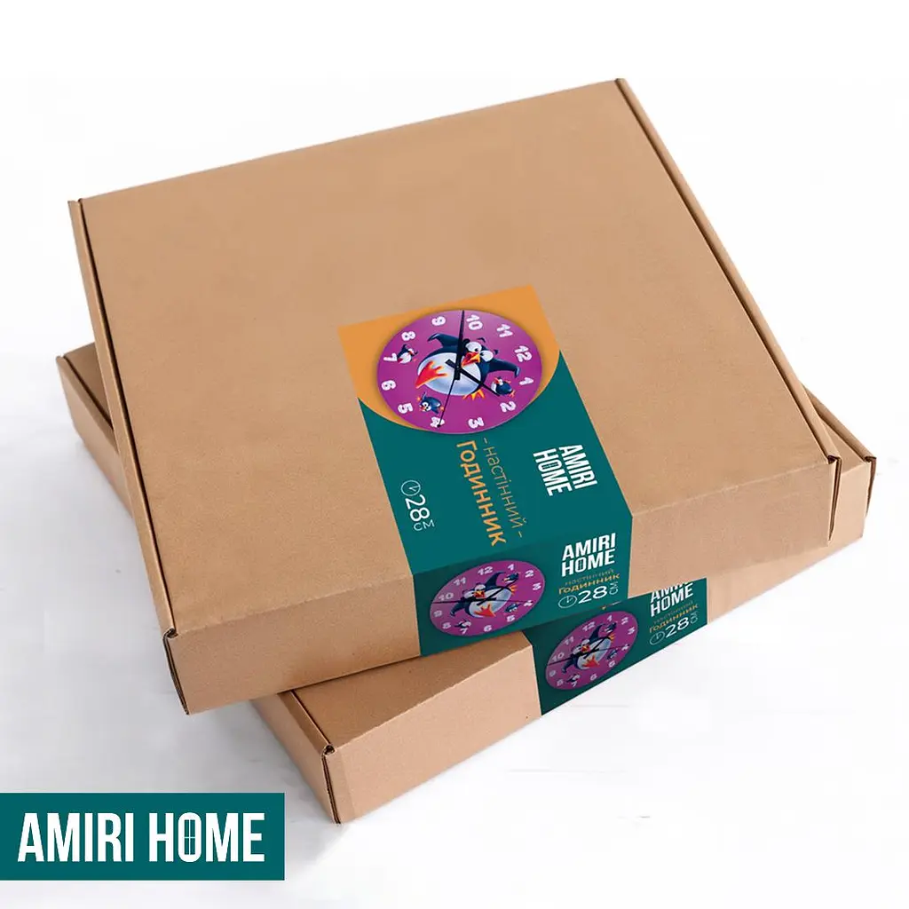 Настінний годинник AMIRI HOME Пінгвін 28 см. безшумний без скла (VG1004) - фото 5