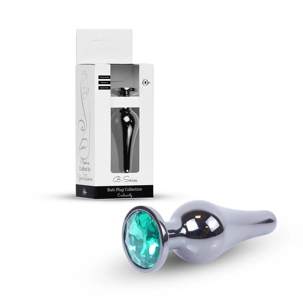 Анальна пробка - Jewellery Dark Silver BUTT PLUG- Green - фото 11