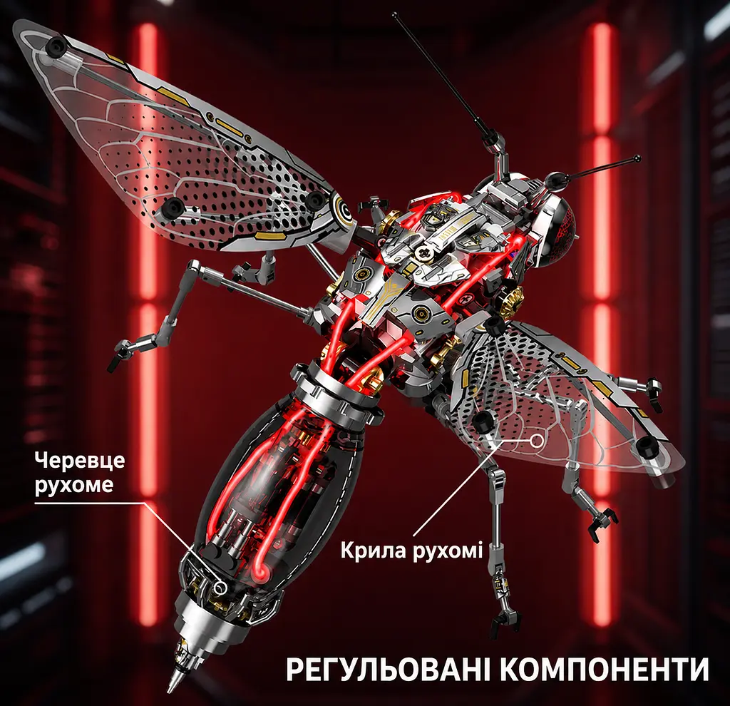 Конструктор Комар-Москіт у стилі Steampunk механічна модель комахи з рухомими елементами, 747 деталей - фото 6
