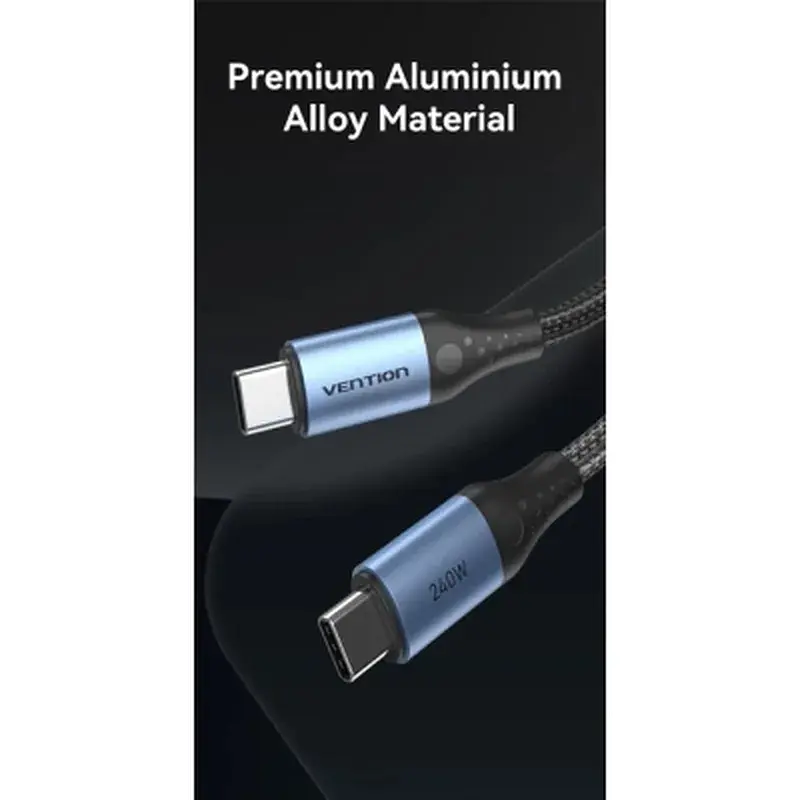 Дата кабель USB-C to USB-C 1.5m 240W aluminum black Vention (TREBG) - фото 7