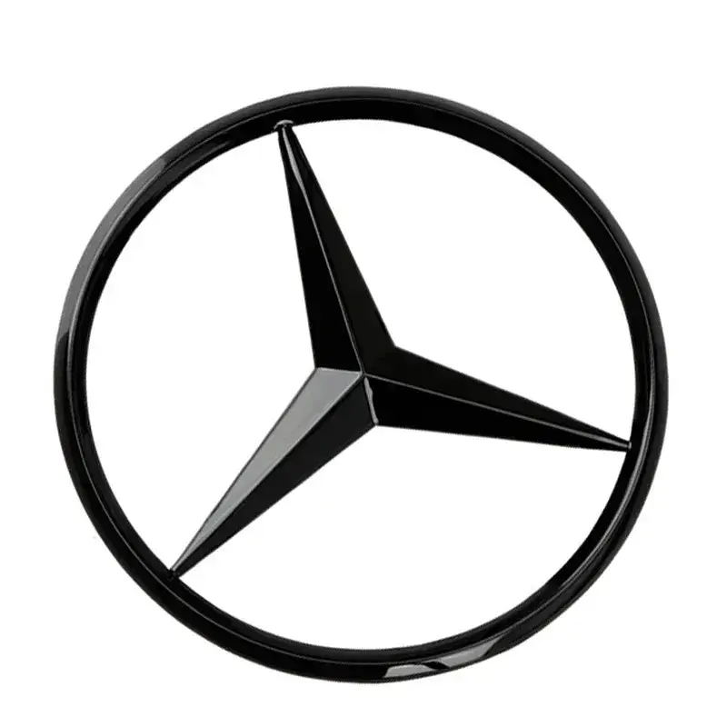 Емблема задня Mercedes-Benz W221 чорна глянцева 82мм (3 направляючі + скотч) OEM A2217580058 - фото 3