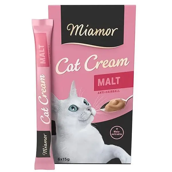 Рідкі ласощі для котів Miamor Cream Malt МІАМОР Мальт для виведення шерсті крем 6 шт по 15 г