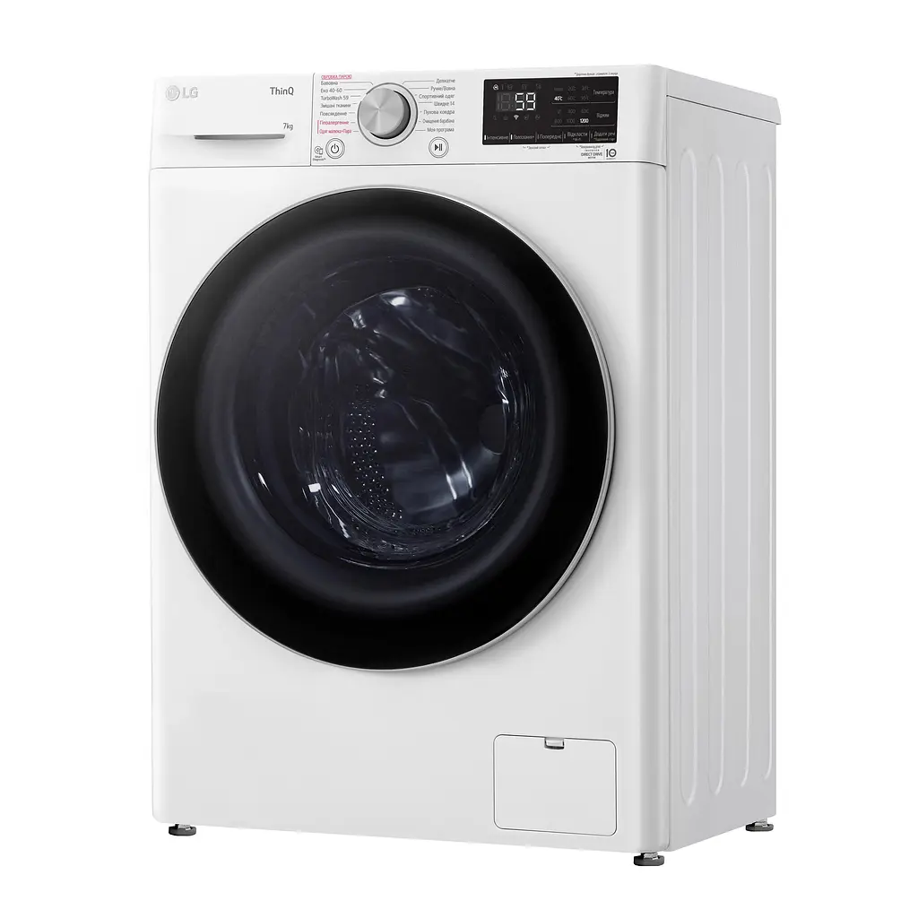 Стиральная машина LG фронтальная, 7кг, 1200, A+++, 48см, дисплей, пара, инвертор, белый (F2V5HS1WW) - фото 5
