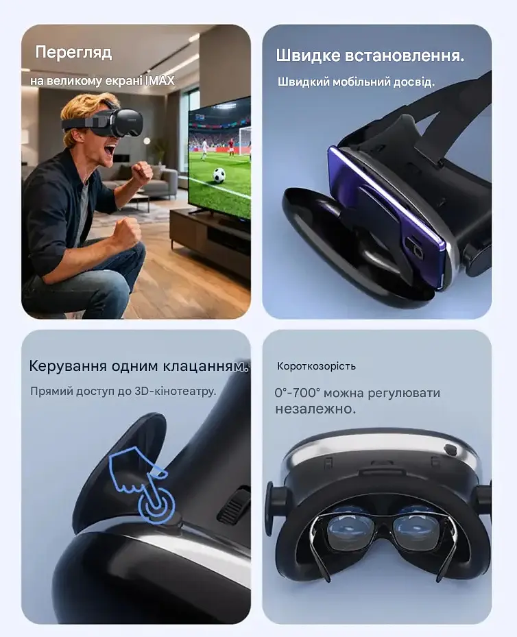 3D окуляри віртуальної реальності Shinecon G18 для смартфонів 4.7-7.0" (Білий) - фото 5