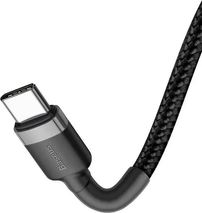 Кабель Baseus Cafule Type-C to Type-C PD2.0 60W (20V 3A) 1m grey black (CATKLF-GG1) - фото 4