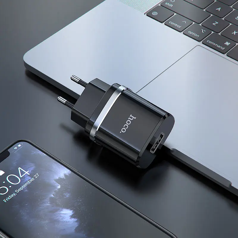 Мережевий зарядний пристрій Hoco N1 1USB Black [67468] - фото 3