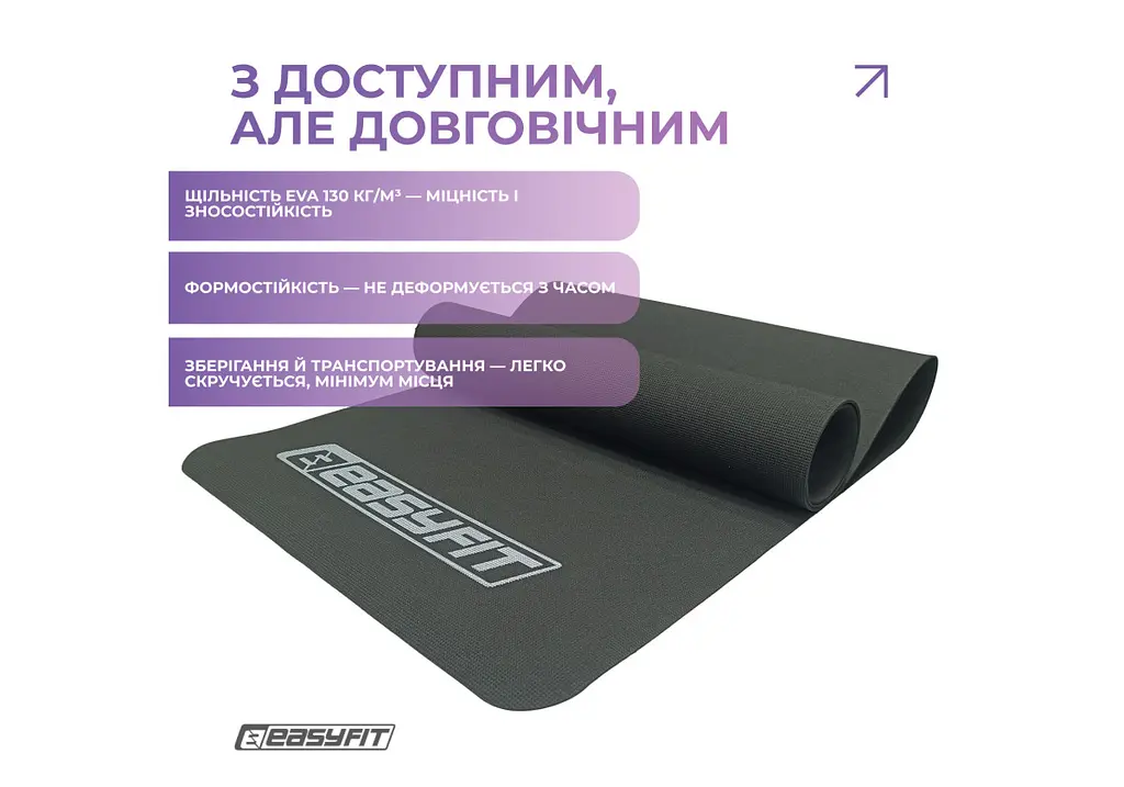 Килимок для фітнесу EasyFit EVA 183*61*3 мм чорний (EF-1927-BK) - фото 2