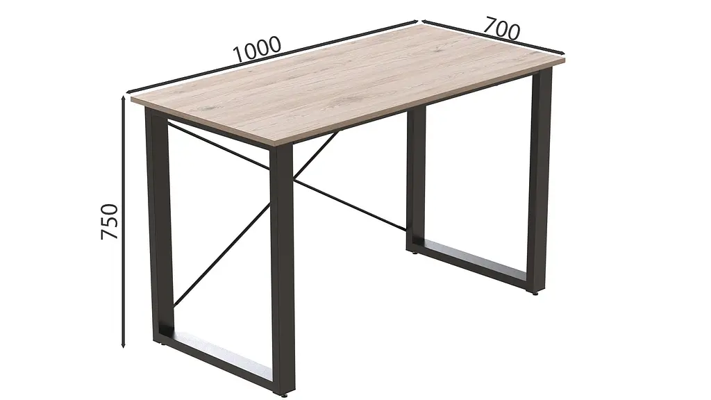 Письмовий стіл Ferrum-decor Драйв 750x1000x700 Чорний метал ДСП Дуб Сан-Марино 16 мм (FRD-103151) - фото 5