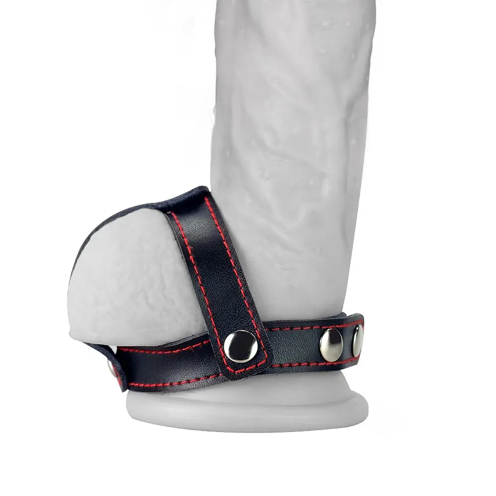 Бондаж на пеніс та мошонку Tstyle Leather Cockring With Ball LOVETOYS 66-LV761005 103648 - фото 3