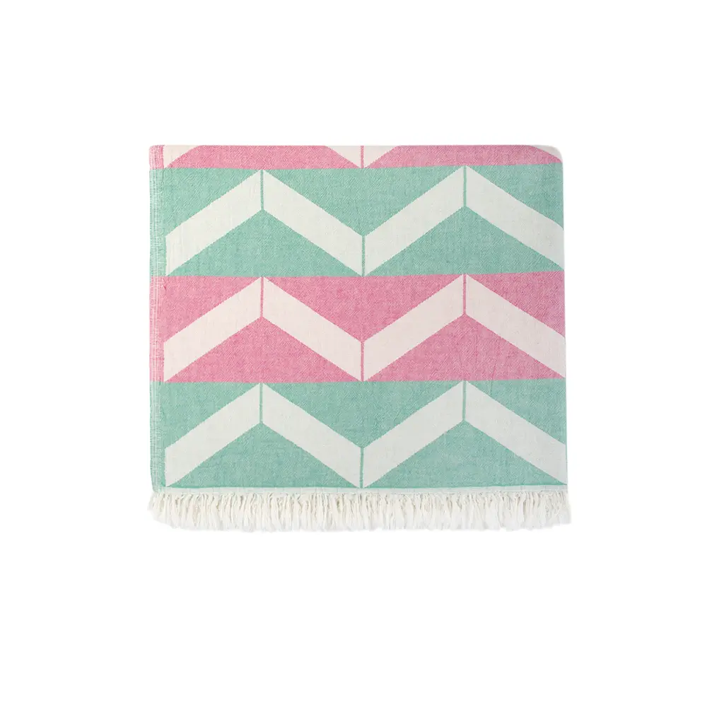 Рушник Barine Pestemal - Ups and Downs 90x160 pink green - фото 2