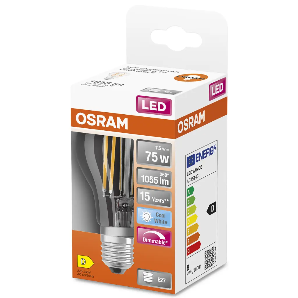 Лампочка Osram LED CLA75 DIM 7,5W/840 230V FIL E27 (4058075434967) - фото 5