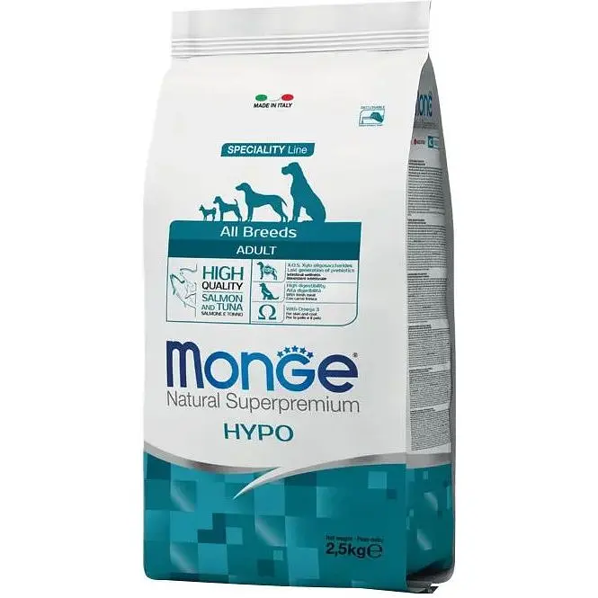 Сухий корм для собак Monge Dog All breeds Hypoallergenic з лососем і тунцем 2.5 кг (8009470011167)