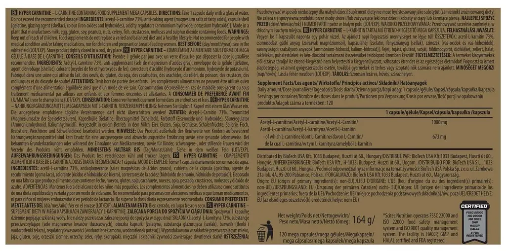 Карнитин Scitec Nutrition Hyper Carnitine 120 капсул - фото 2