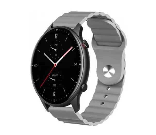 Ремінець BeWatch для Amazfit BIP/Bip Lite/Bip U/Pro/Mini/GTS/GTS 2 (E)/GTR 42мм силіконовий 20 мм Wave Сірий (1010707) - фото 6