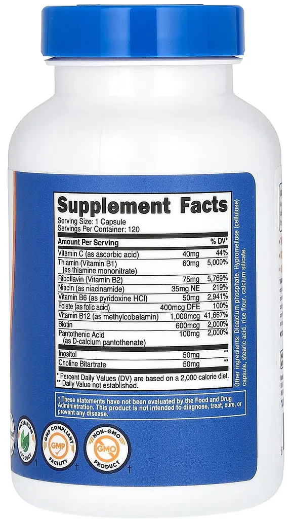 Комплекс вітамінів групи B 462 мг 120 капсул Nutricost - фото 2