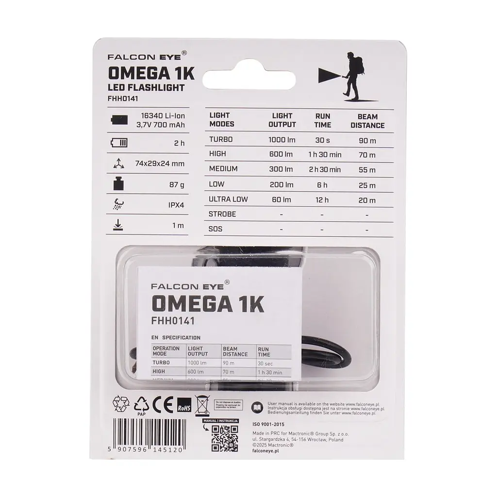 Ліхтар Falcon Eye тактичний Omega 1K (1000 Lm) Magnetic Rechargeable Type-C (FHH0141) (DAS303962) - фото 7