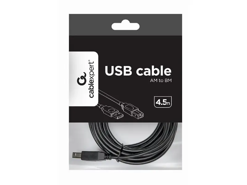 Кабель Cablexpert USB 2.0 AM/BM 4.5m Black (CCBP-USB2-AMBM-15) - фото 5