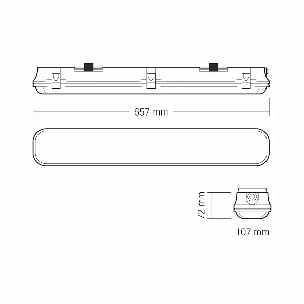 LED светильник IP65 линейный под лампу 2хТ8 VIDEX 0,6М 220V - фото 13