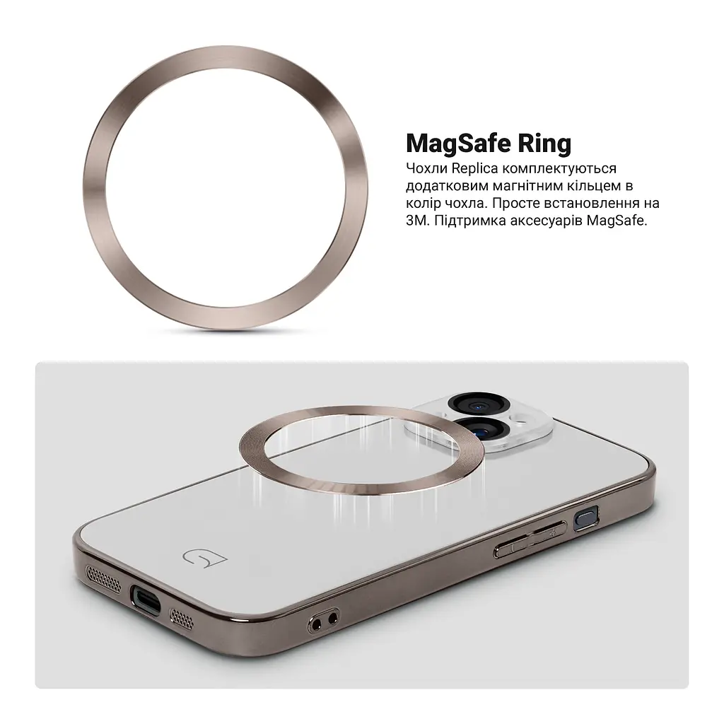Чехол панель-накладка для Apple iPhone 15, Replica MagSafe, белый, противоударный защитный чехол с магнитным кольцом MagSafe, защита всего корпуса, TPU+PC, зеркальный, выступающий бортик вокруг экрана, ArmorStandart (ARM76227) - фото 4