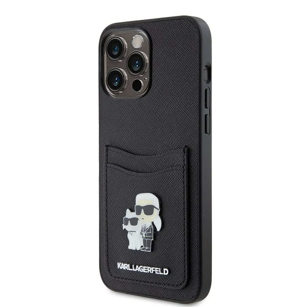 Чехол Karl Lagerfeld PU Saffiano Card Slot Metal Karl и Choupette Cover для iPhOne 15 Pro Max Black (57983116853) - фото 2