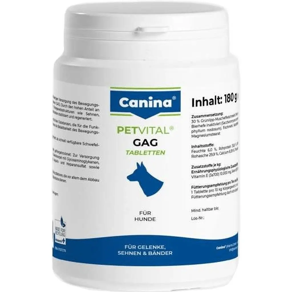 Минеральный комплекс Canina Petvital GAG для собак для суставов и тканей глюкозамин с экстрактом мидий 180 г 180 табл. - фото 1