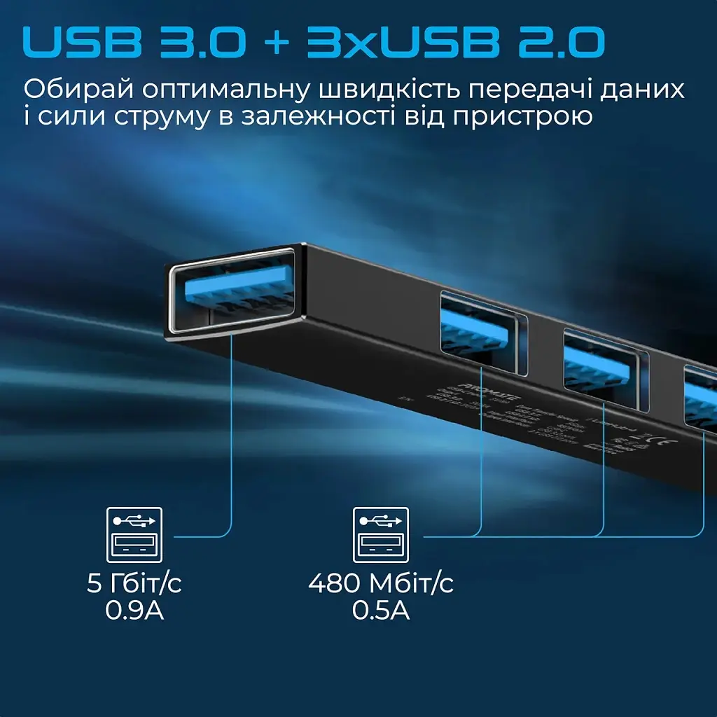 Концентратор Promate USB Hub 4 ports litehub-4.black (litehub-4.black) - фото 6