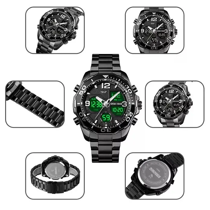 Наручний годинник чоловічий Skmei 1649 Black, 1649BK (18425) - фото 6