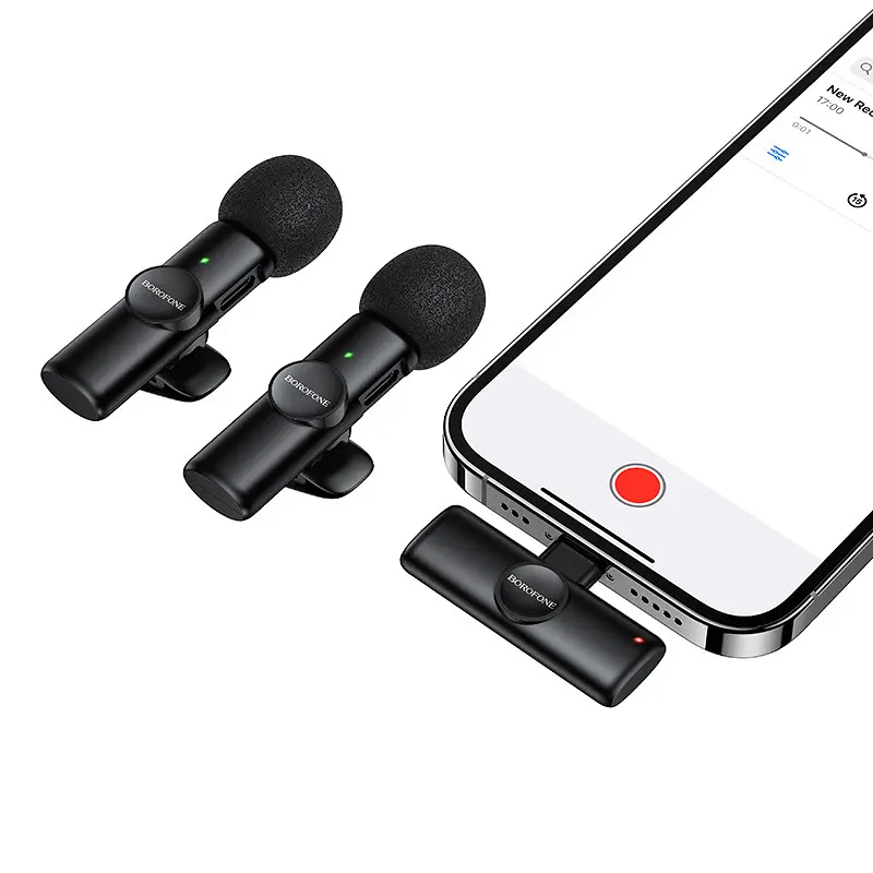Бездротова мікрофонна система Borofone BFK16A Winner dual-mic (Lightning) Чорний - фото 3