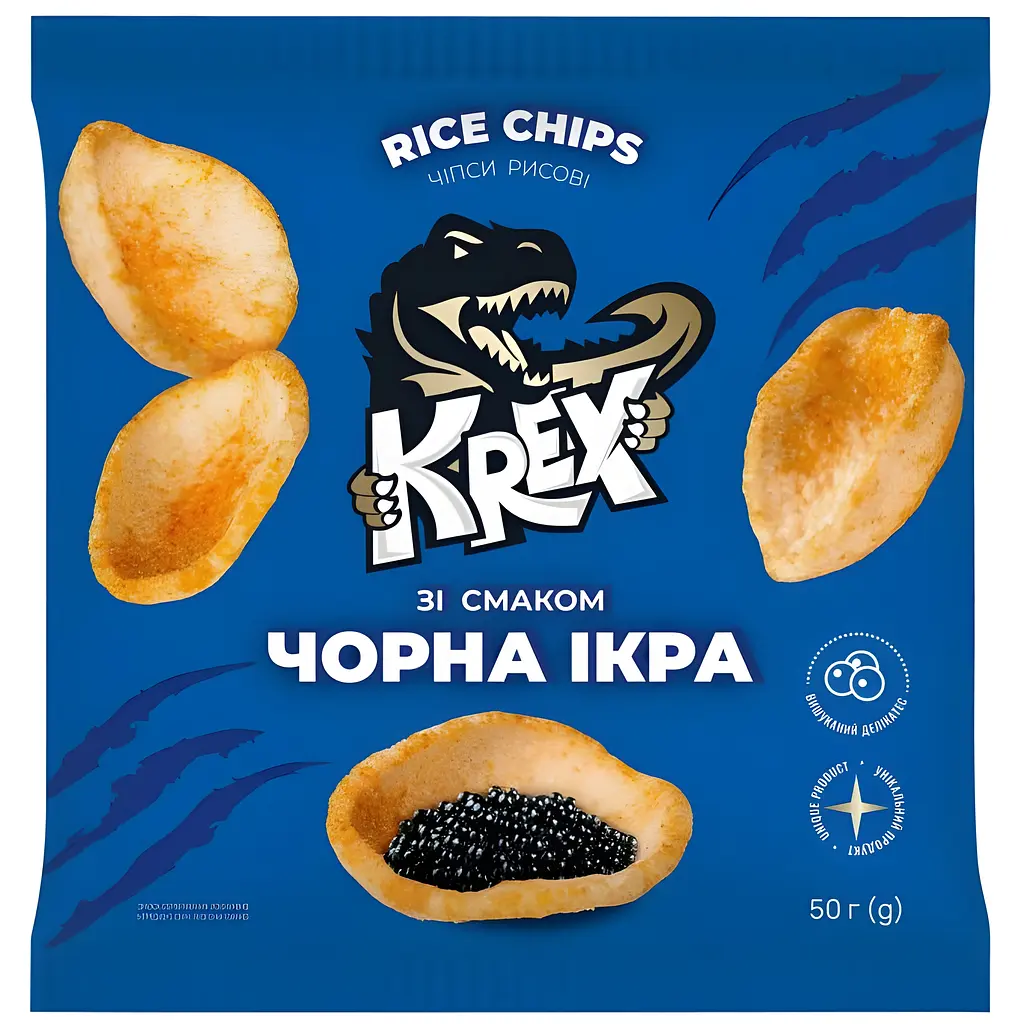 Чіпси рисові KREX зі смаком Чорна ікра 50 г