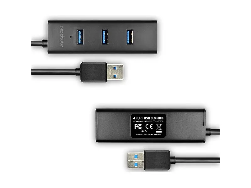Мультипортовий адаптер AXAGON Charging USB-A Black (HUE-S2BL) - фото 4