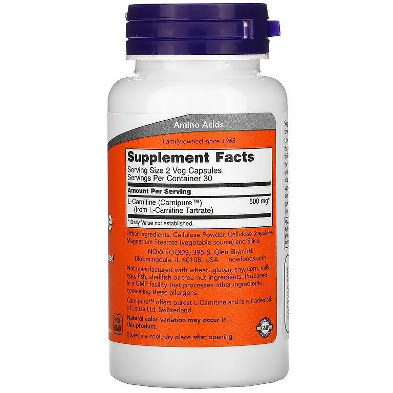 L-Карнитин Now L-Carnitine Fitness Support 250 мг 60 таблеток - фото 2