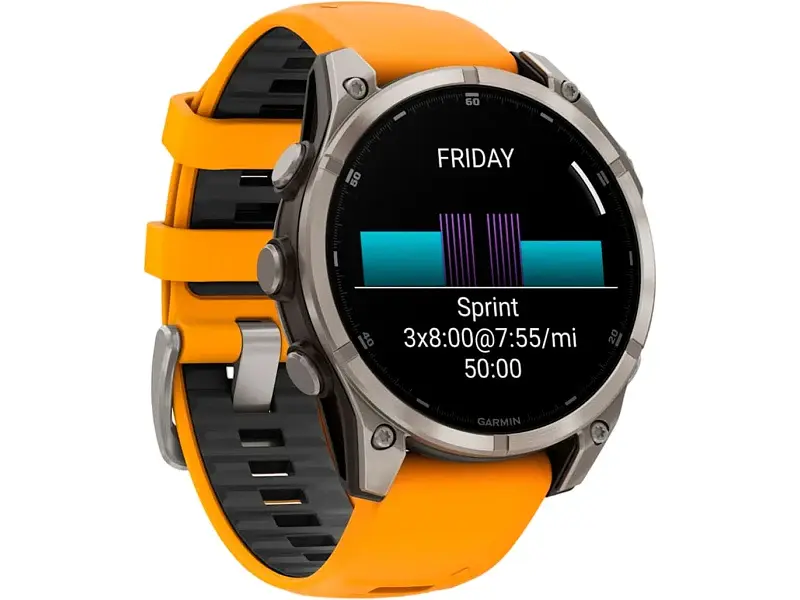 Спортивний годинник Garmin Fenix 8 47mm AMOLED Sapphire Titanium w. Spark Orange/Graphite Silicone Band (010-02904-10/11) - фото 6