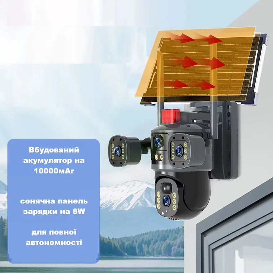 Вулична 4G камера T64-G 15Мп з 3 лінзами сонячна панель зарядки акумулятор 10000мАг PIR сенсор руху - фото 4