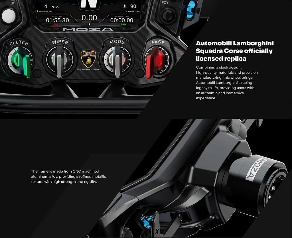 Кермо MOZA Racing Lamborghini Essenza SCV12 Eкран 4.3" RGB Black - фото 7