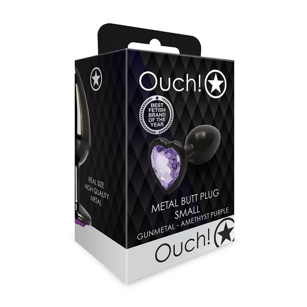 Металева пробка Ouch чорна з аметистом