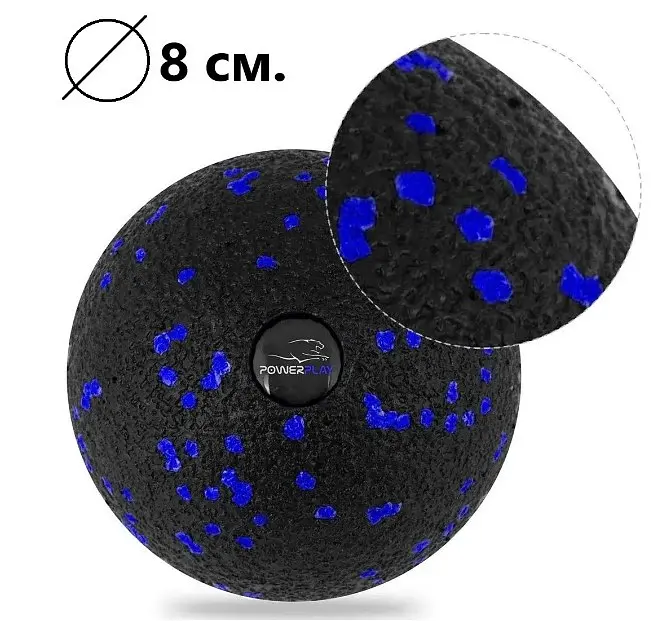 Набір для масажу та йоги PowerPlay PP_4091 EPP (2 м'ячики + валик масажер 15*5,3 см.) Blue + гумка 7,5 кг (PP_4091_Blue) - фото 5