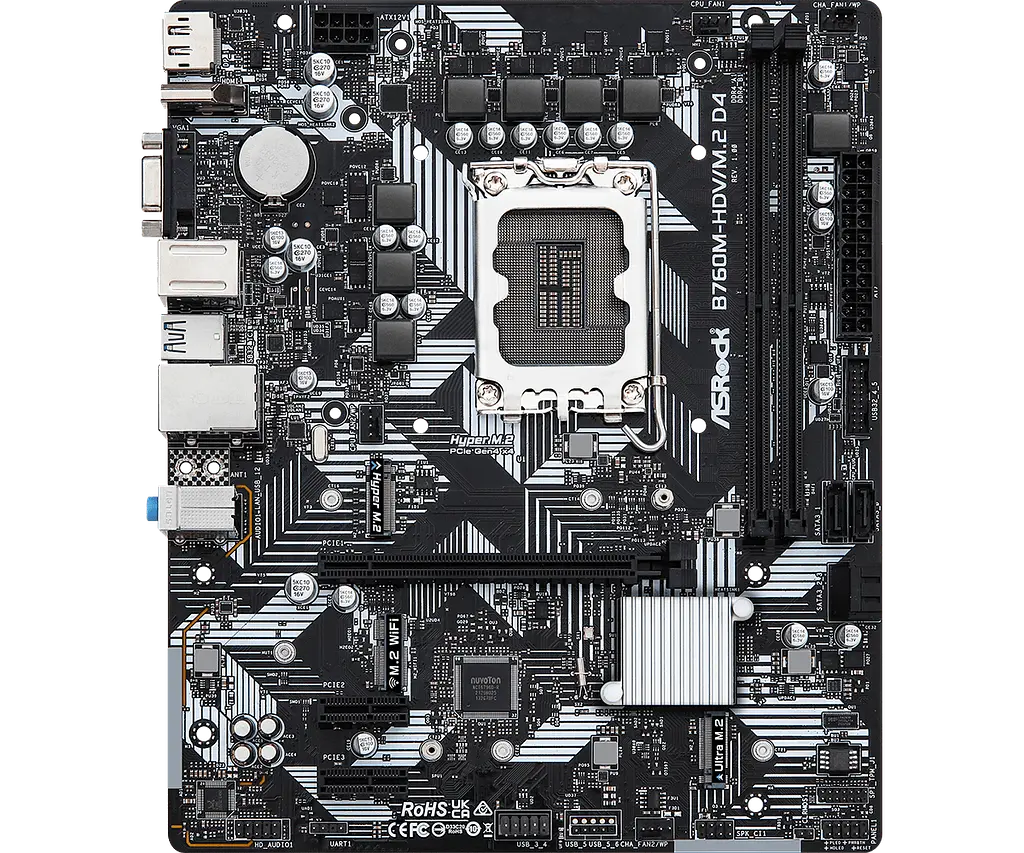 Mатеринська плата ASRock B760M-HDV/M.2 D4 LGA 1700 (B760M-HDV/M.2 D4) - фото 6