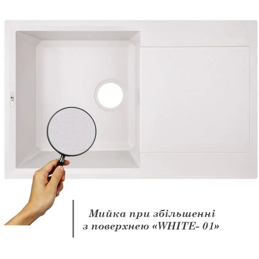 Кухонна мийка Lidz 790x495/230 WHI-01 біла (LIDZWHI01790495230) - фото 8