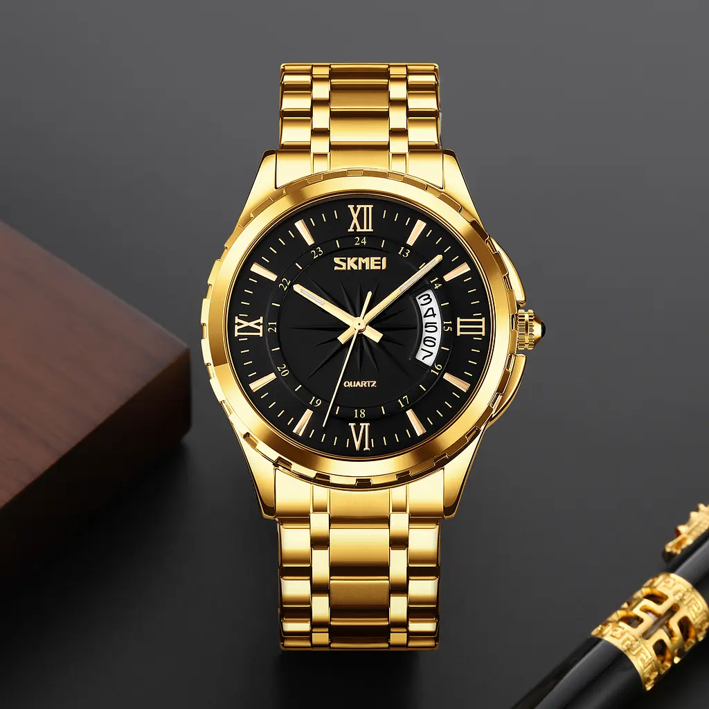 Чоловічий наручний годинник 9069GDBK Gold-Black Skmei acs0029915 - фото 3